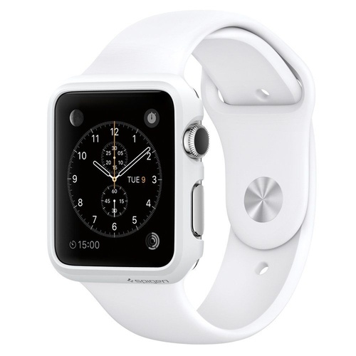 APPLE WATCH 42MM STAINLESS STEEL WITH WHITE SPORT BAND [SERIES 1] "AUSLUCK"